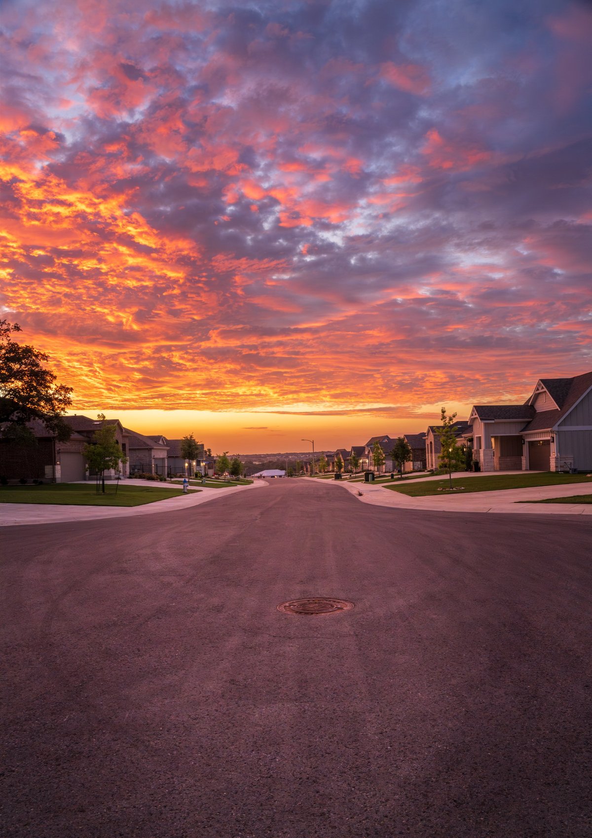 Residential community at sunset