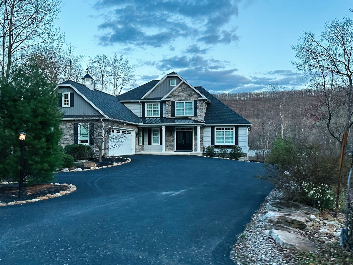 Elegant modern home nestled among trees in a peaceful Pennsylvania neighborhood