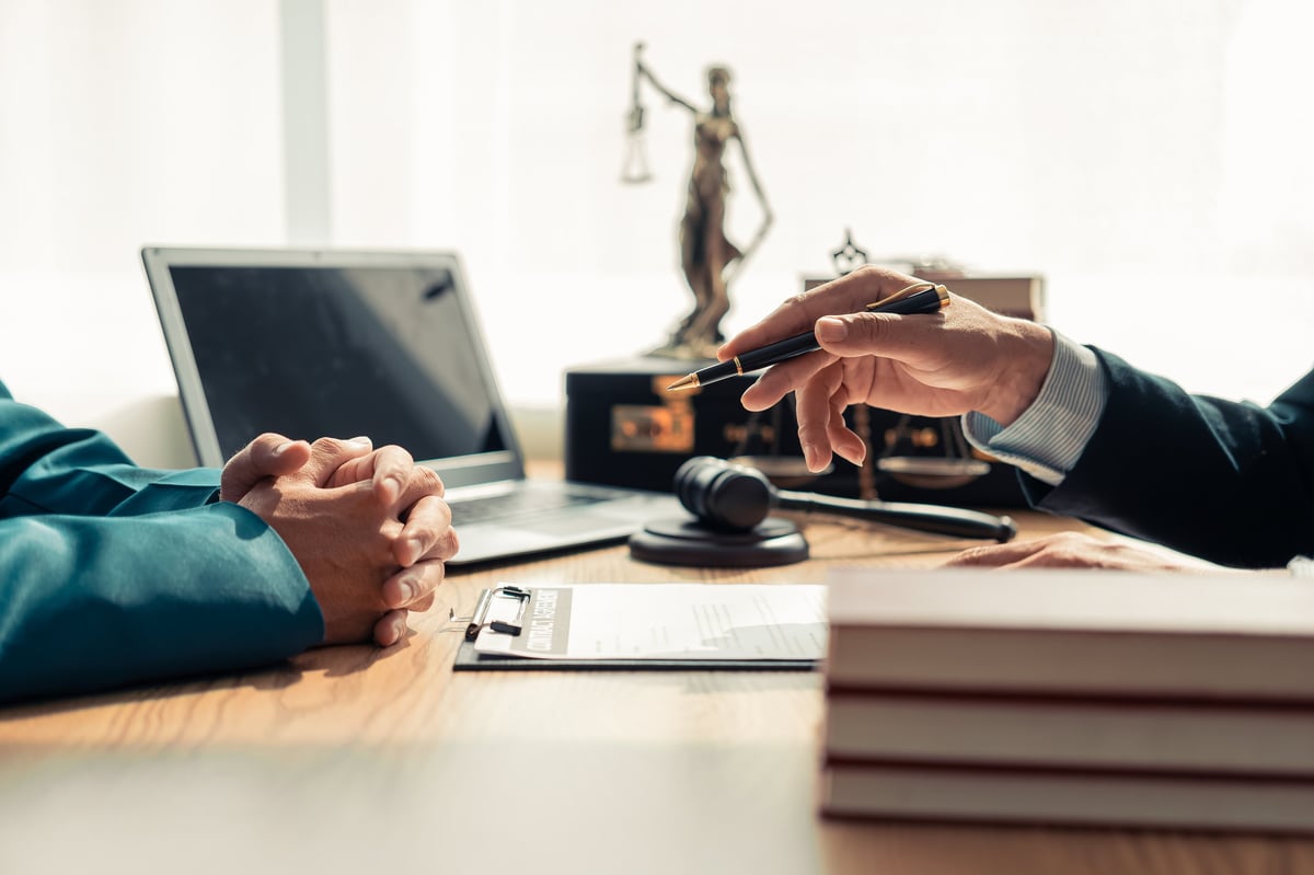 Professional lawyer advising client on legal matters