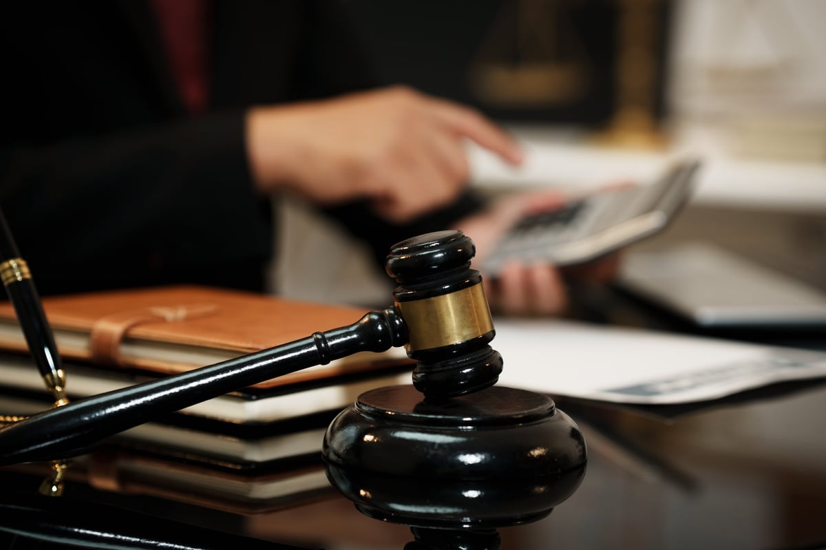 Judge's gavel on desk